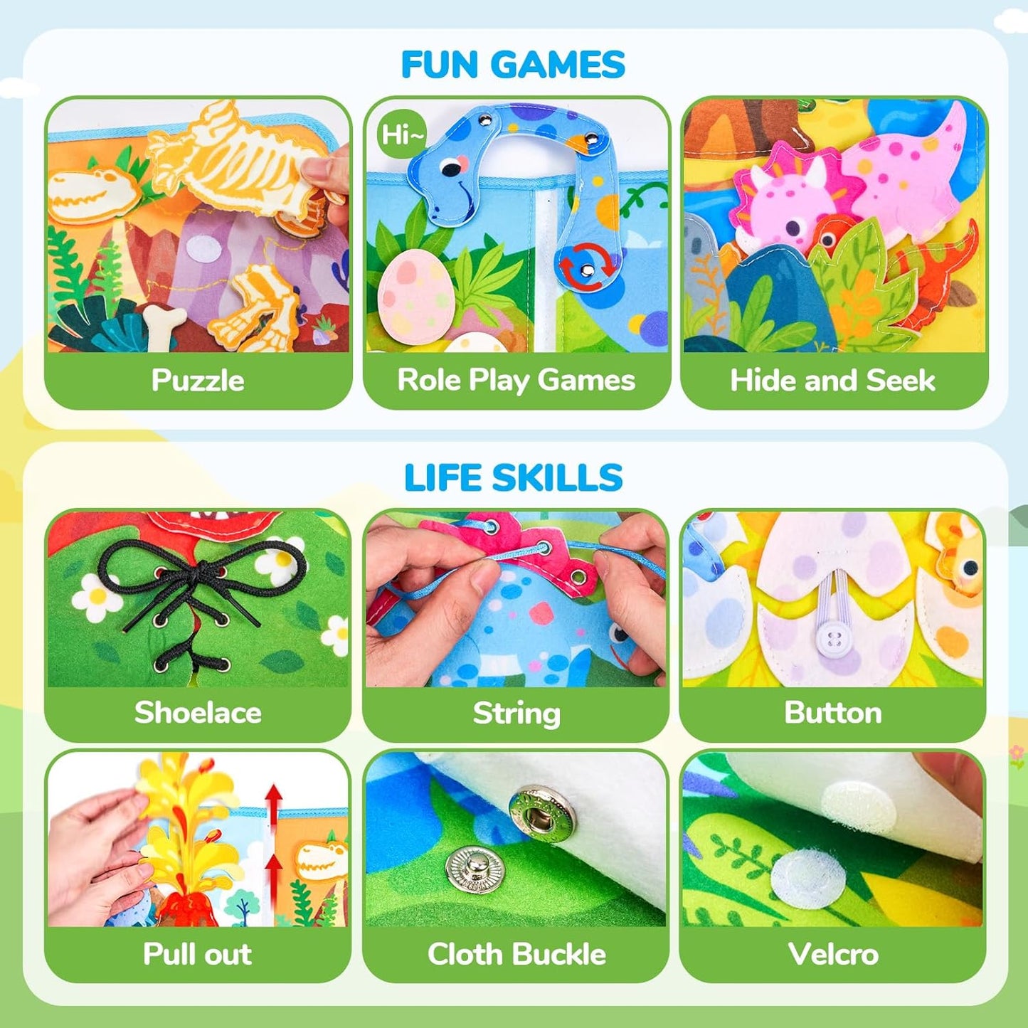 Montessori Educational Dinosaur Book for Kids | Learn Through Play