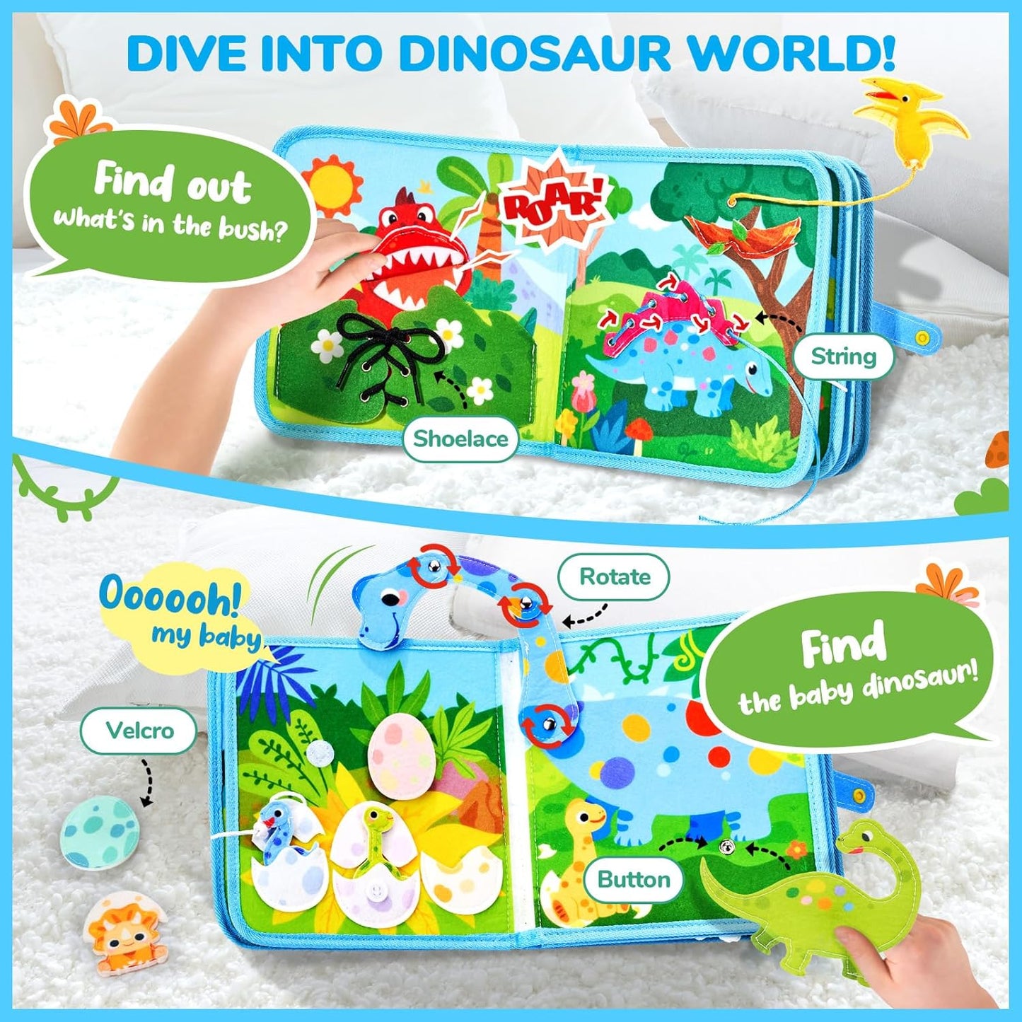 Montessori Educational Dinosaur Book for Kids | Learn Through Play