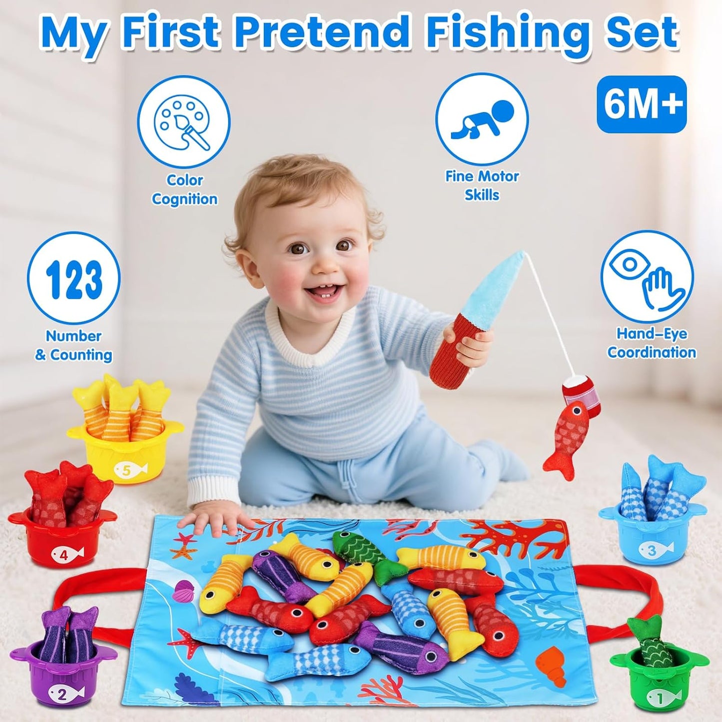 Montessori My First Fishing Set – Wooden Magnetic Fishing Game for Kids