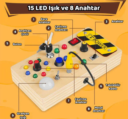 LED Light Switch Sensory Board – Educational Busy Board for Kids
