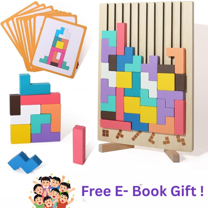 Montessori Wooden Puzzle Blocks – Classic Tetris Style Educational Toy