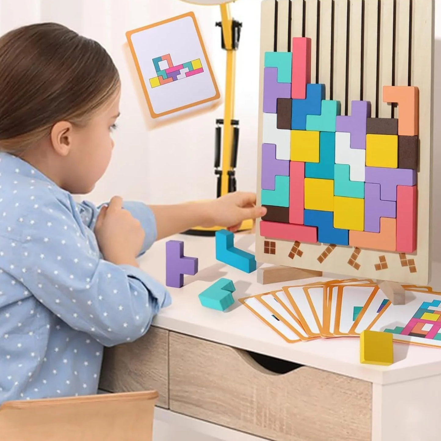 Montessori Wooden Puzzle Blocks – Classic Tetris Style Educational Toy