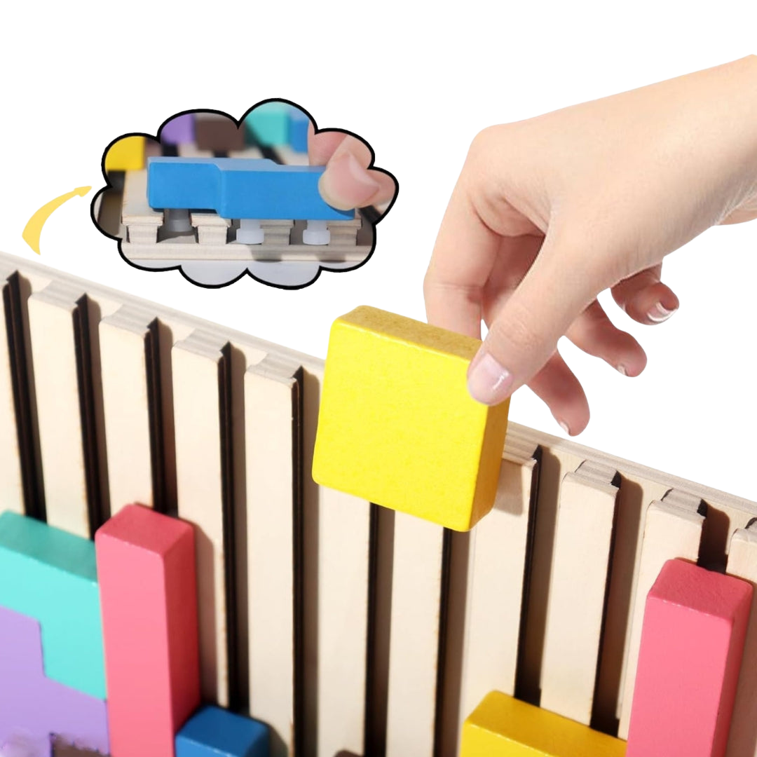 Montessori Wooden Puzzle Blocks – Classic Tetris Style Educational Toy
