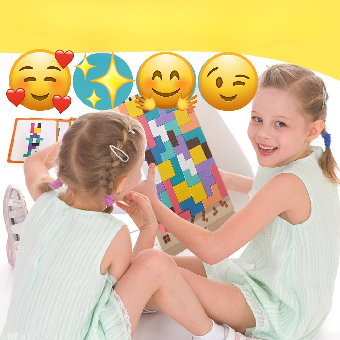 Montessori Wooden Puzzle Blocks – Classic Tetris Style Educational Toy