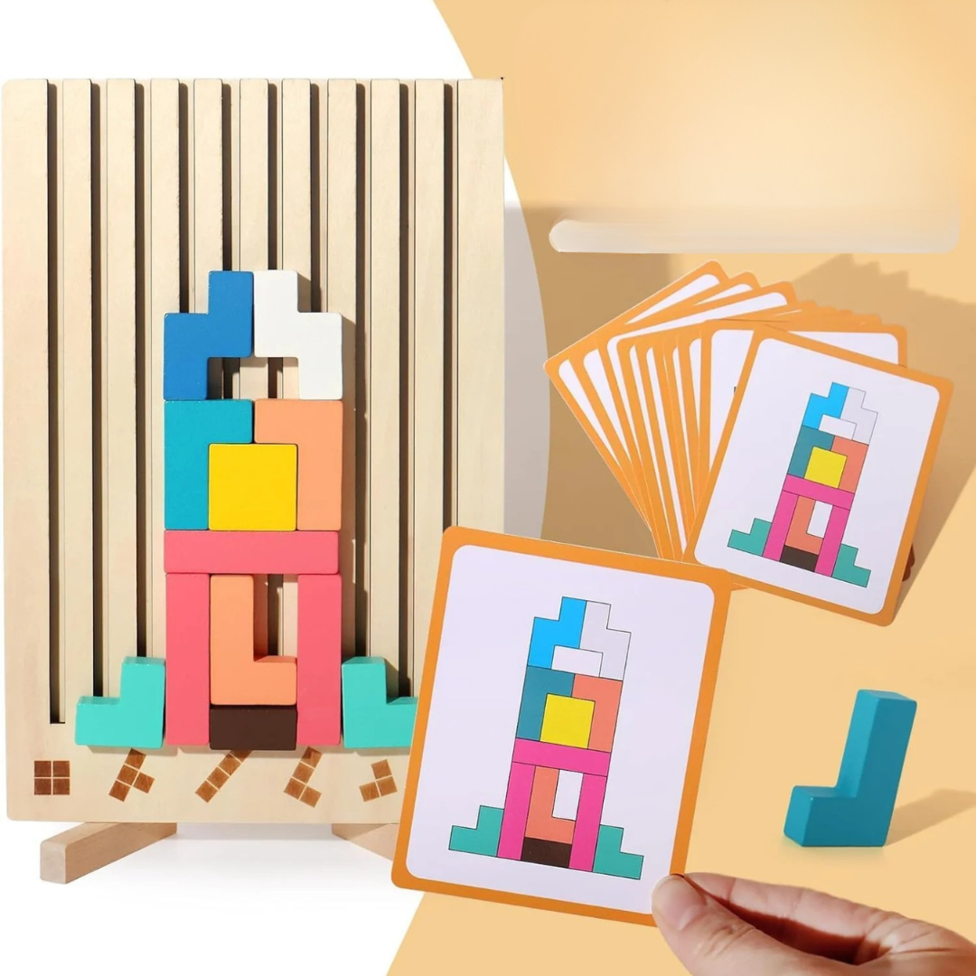 Montessori Wooden Puzzle Blocks – Classic Tetris Style Educational Toy