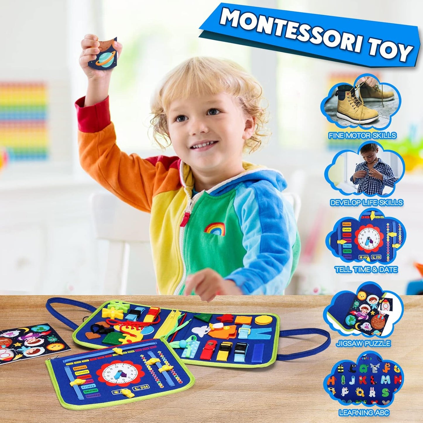 Montessori Activity Panel – Fine Motor Skills Development Toy